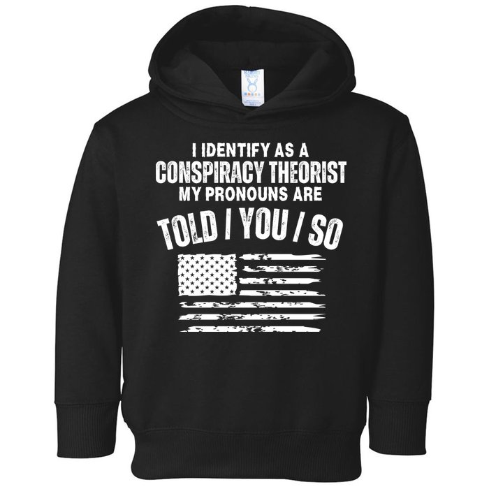I Identify As A Conspiracy Theorist My Pronouns Are Told You So Toddler Hoodie