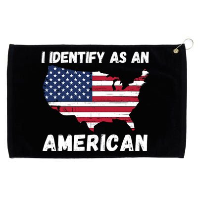 I Identify As An American, No Politics, 4th Of July USA Flag Grommeted Golf Towel