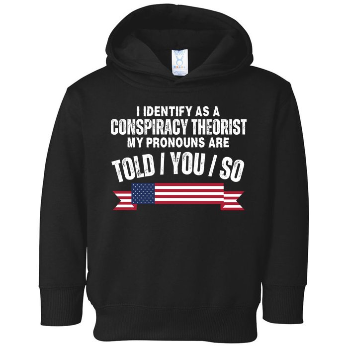 I Identify As A Conspiracy Theorist My Pronouns Are Told You So Toddler Hoodie