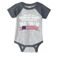 I Identify As A Conspiracy Theorist My Pronouns Are Told You So Infant Baby Jersey Bodysuit