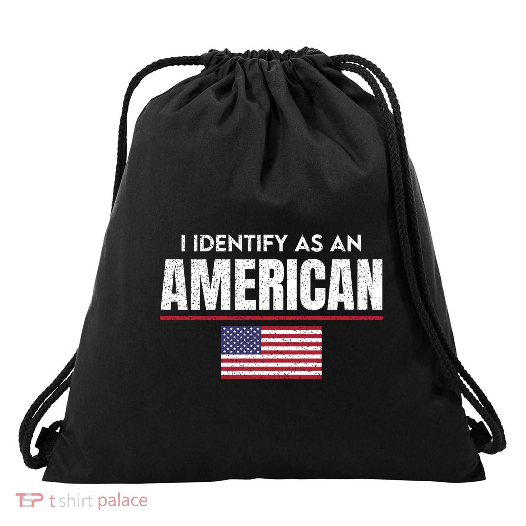I Identify As An American No Identity Politics Usa Flag Cool Gift Drawstring Bag