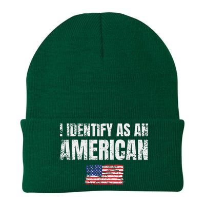 I Identify As An American Usa Patriotic Pride Knit Cap Winter Beanie