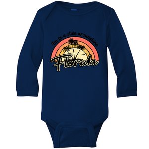 I'm In A State Of Sunshine Florida Beach Sun Baby Long Sleeve Bodysuit