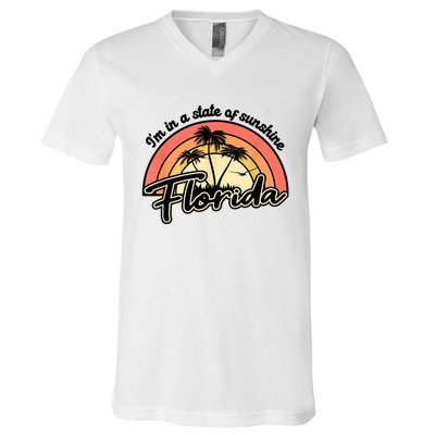 I'm In A State Of Sunshine Florida Beach Sun V-Neck T-Shirt