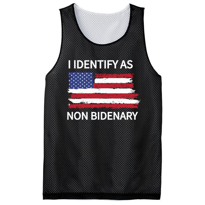 I Identify As Non Bidenary Conservative Trump Anti Biden Mesh Reversible Basketball Jersey Tank