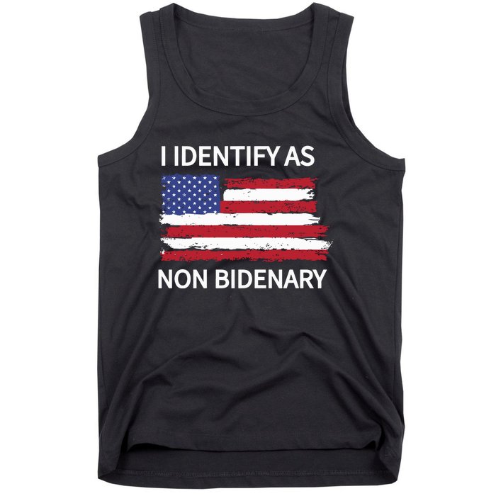 I Identify As Non Bidenary Conservative Trump Anti Biden Tank Top