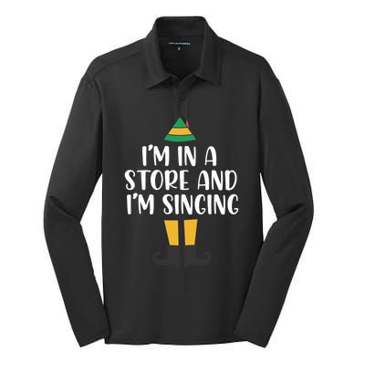 IM In A Store And IM Singing Christmas Buddy Elf Swea Silk Touch Performance Long Sleeve Polo