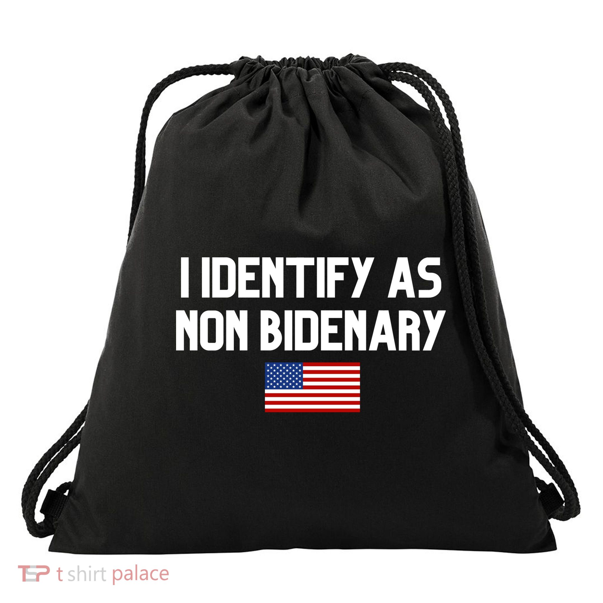 I Identify As Non Bidenary Drawstring Bag
