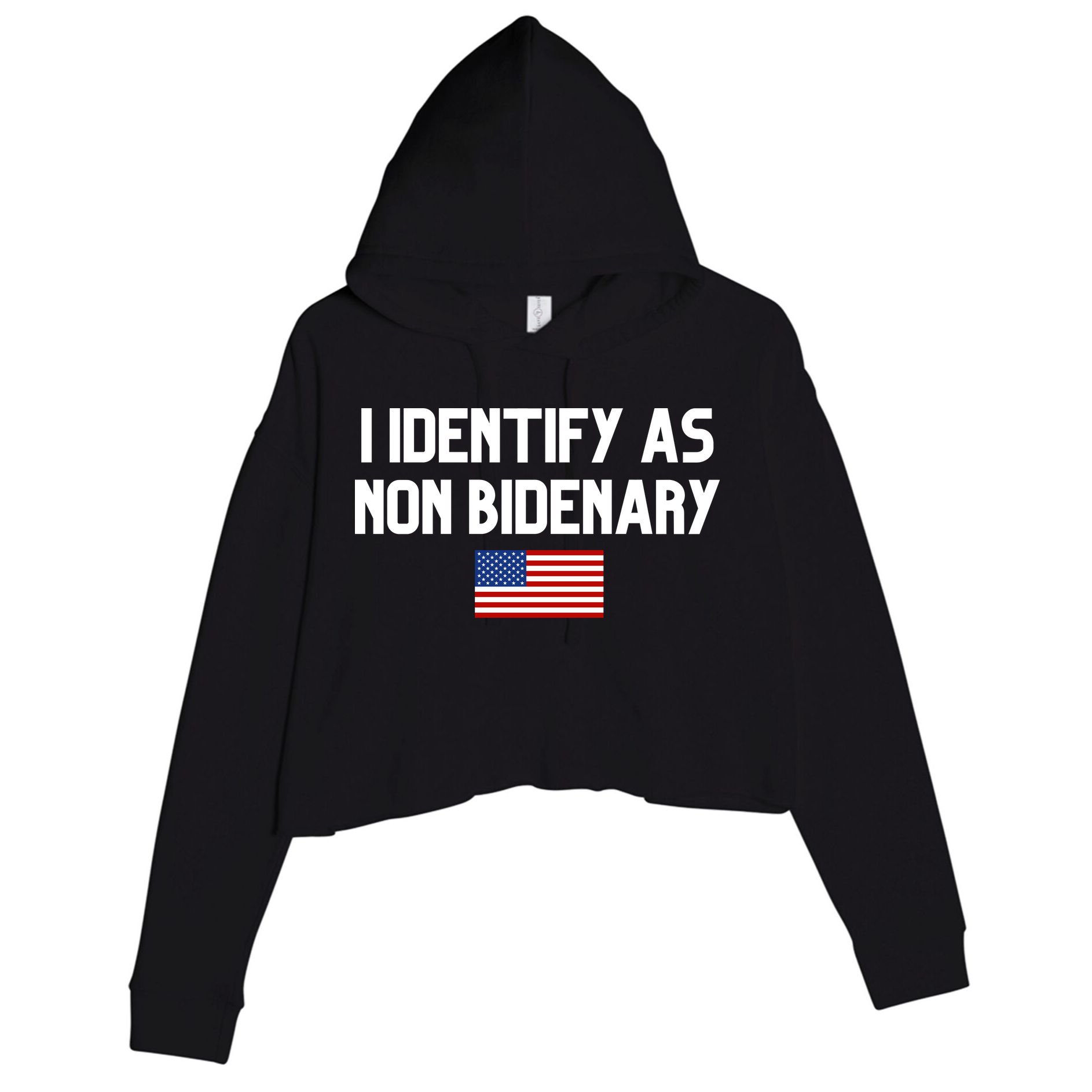 I Identify As Non Bidenary Crop Fleece Hoodie