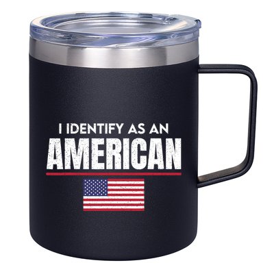 I Identify As An American No Identity Politics Usa Flag 12oz Stainless Steel Coffee Mug
