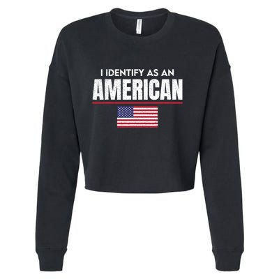 I Identify As An American No Identity Politics Usa Flag Cropped Pullover Crew