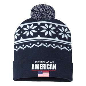 I Identify As An American No Identity Politics Usa Flag USA-Made Snowflake Beanie