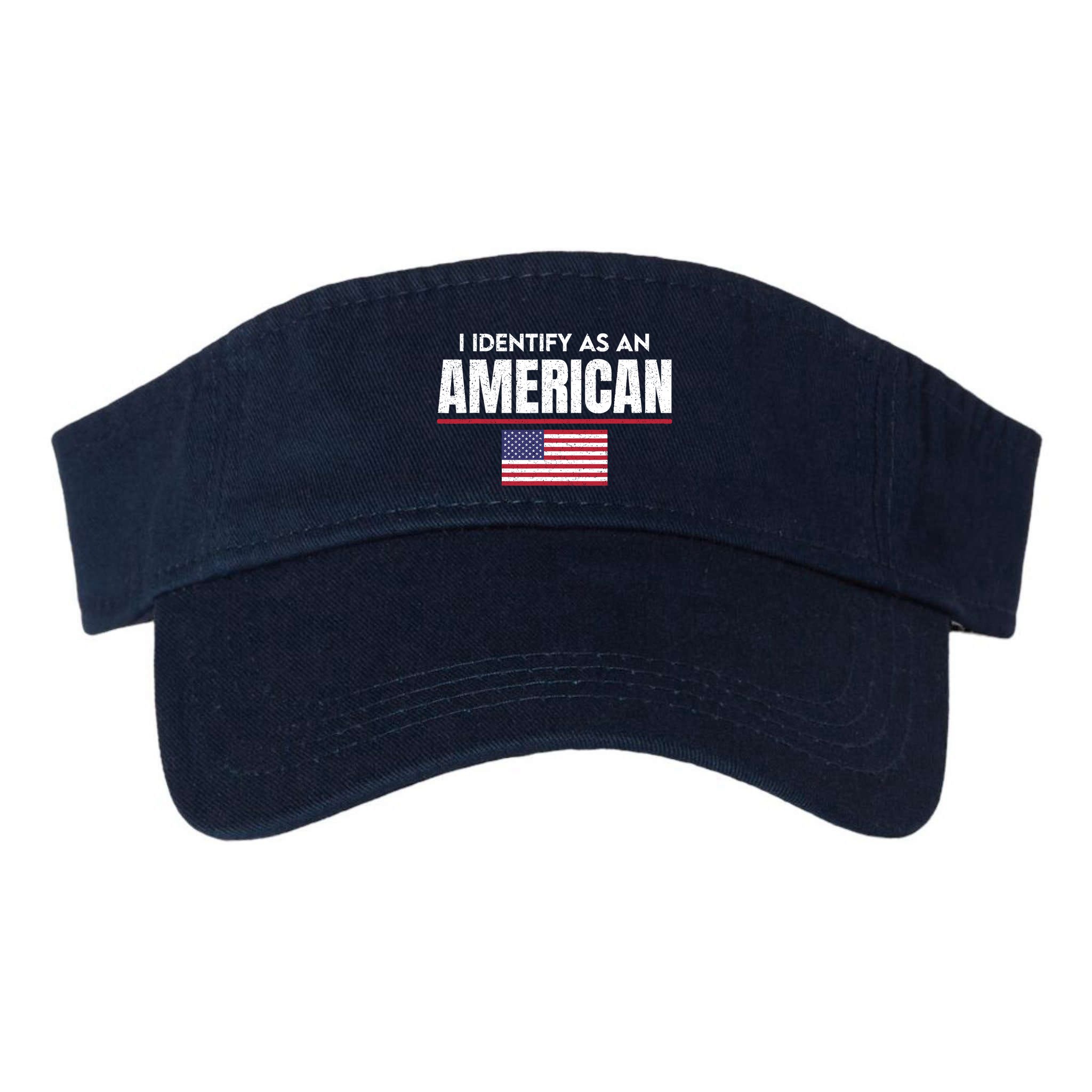 I Identify As An American No Identity Politics Usa Flag Visor