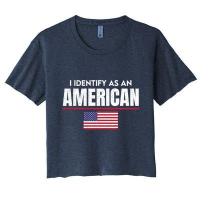 I Identify As An American No Identity Politics Usa Flag Crop Top