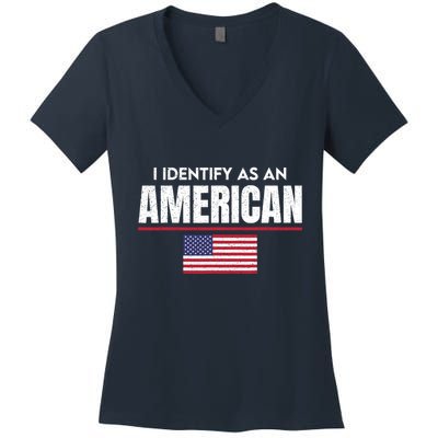 I Identify As An American No Identity Politics Usa Flag Women's V-Neck T-Shirt