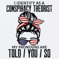 I Identify As A Conspiracy Theorist Pronouns Are Told You So Messy Bun Sueded Cloud Jersey T-Shirt