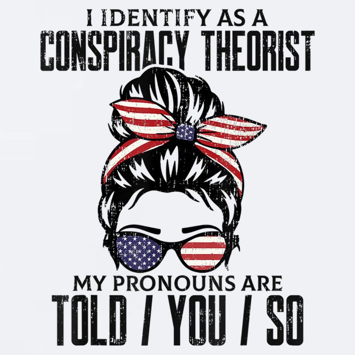 I Identify As A Conspiracy Theorist Pronouns Are Told You So Messy Bun Sueded Cloud Jersey T-Shirt