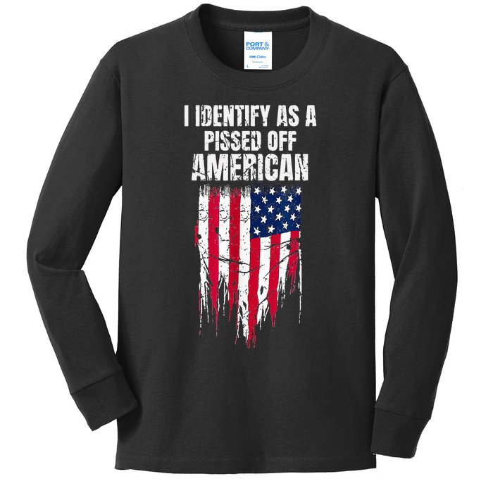 I Identify As A Pissed Off American Kids Long Sleeve Shirt