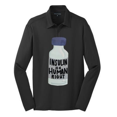 Insulin Is A Hu Right Diabetes Awareness Insulin Medicine Gift Silk Touch Performance Long Sleeve Polo