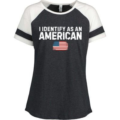 I Identify As An American Us Flag Patriot Funny Gift Politics Gift Enza Ladies Jersey Colorblock Tee