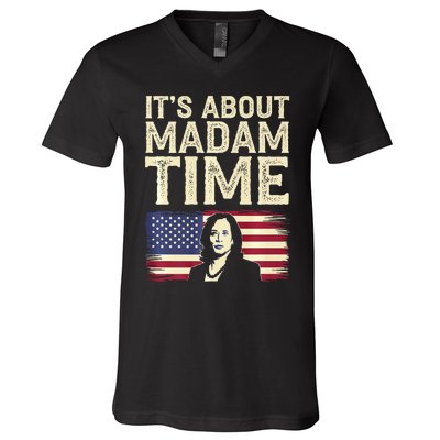 ItS Is About Madam Time Funny Kamala Harris V-Neck T-Shirt