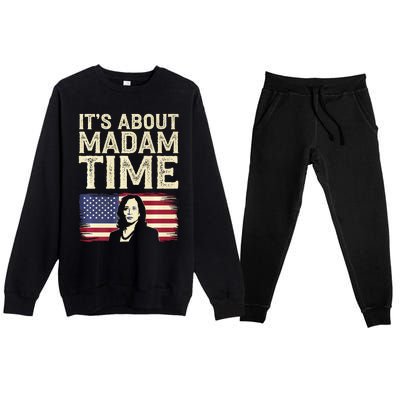 ItS Is About Madam Time Funny Kamala Harris Premium Crewneck Sweatsuit Set