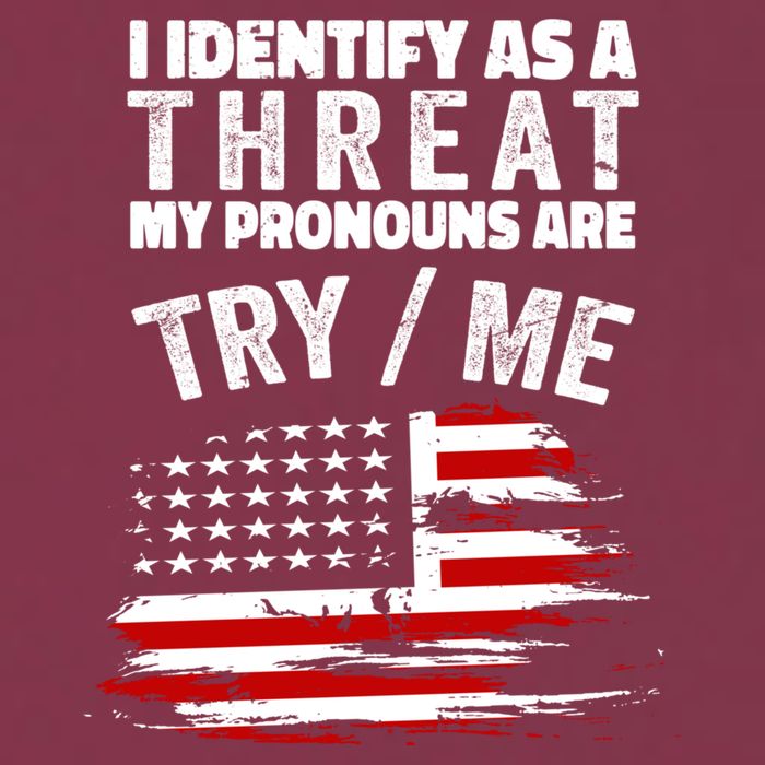 I Identify As A Threat My Pronouns Are Try / Me Funny 16oz Travel Tumbler