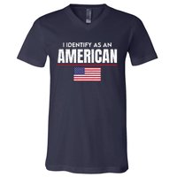 I Identify As An American No Identity Politics Usa Flag V-Neck T-Shirt