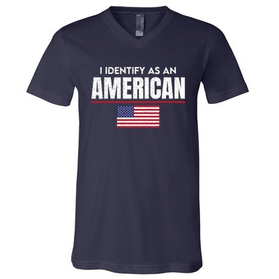 I Identify As An American No Identity Politics Usa Flag V-Neck T-Shirt