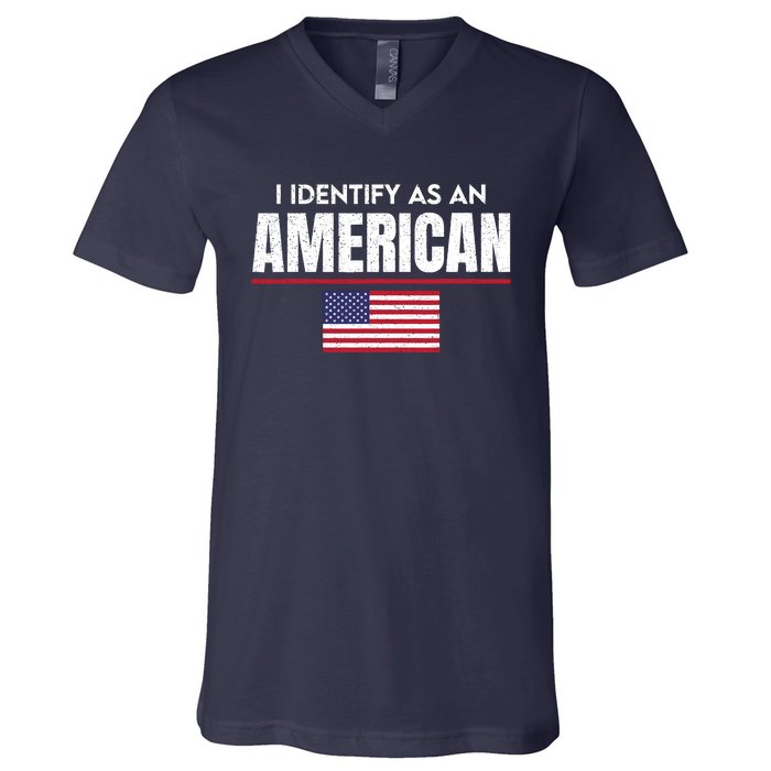 I Identify As An American No Identity Politics Usa Flag V-Neck T-Shirt