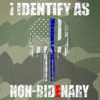 I Identify As Non Bidenary Skull Line Blue Legacy Tie Dye Trucker Hat