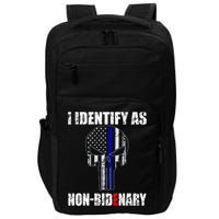 I Identify As Non Bidenary Skull Line Blue Impact Tech Backpack