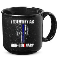 I Identify As Non Bidenary Skull Line Blue 15oz Campfire Ceramic Mug