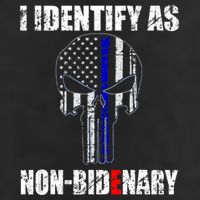 I Identify As Non Bidenary Skull Line Blue 15oz Campfire Ceramic Mug