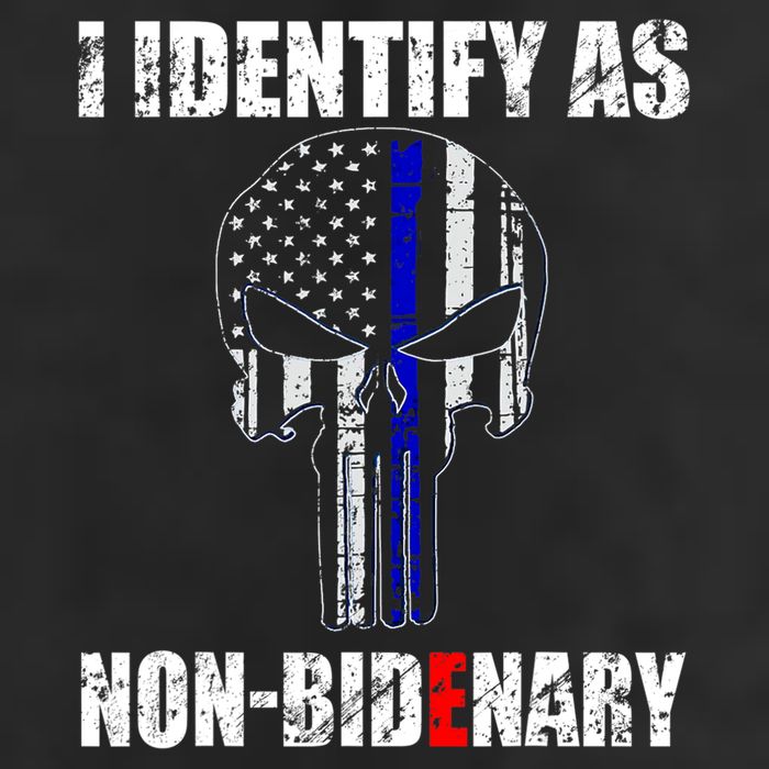 I Identify As Non Bidenary Skull Line Blue 15oz Campfire Ceramic Mug