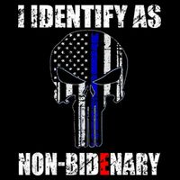 I Identify As Non Bidenary Skull Line Blue 16oz Travel Tumbler