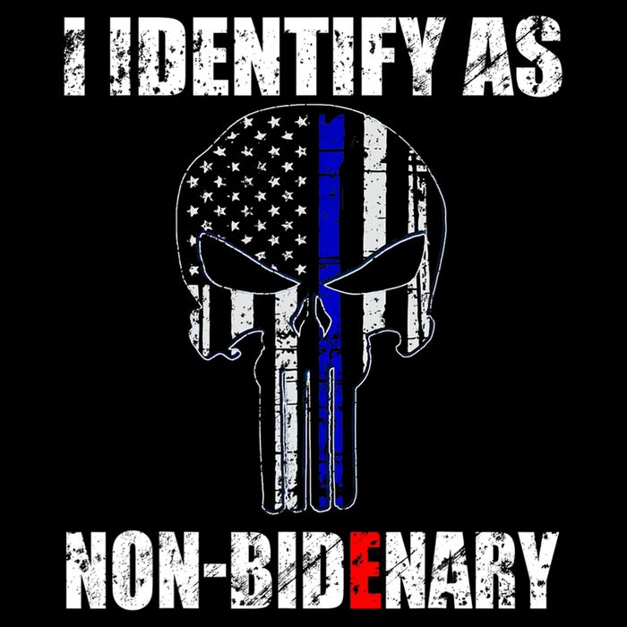 I Identify As Non Bidenary Skull Line Blue 16oz Travel Tumbler