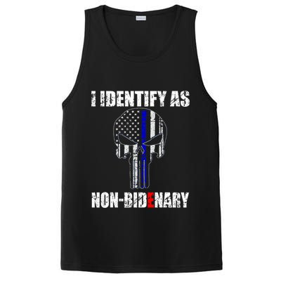 I Identify As Non Bidenary Skull Line Blue PosiCharge Competitor Tank