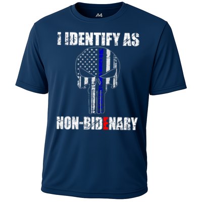 I Identify As Non Bidenary Skull Line Blue Performance Shirt