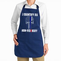 I Identify As Non Bidenary Skull Line Blue Apron
