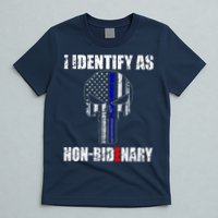 I Identify As Non Bidenary Skull Line Blue T-Shirt