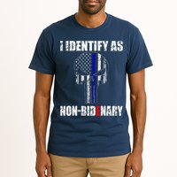 I Identify As Non Bidenary Skull Line Blue Tall T-Shirt