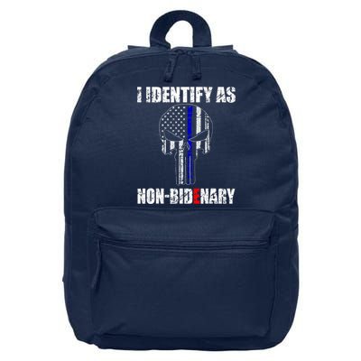 I Identify As Non Bidenary Skull Line Blue 16 in Basic Backpack