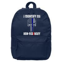I Identify As Non Bidenary Skull Line Blue 16 in Basic Backpack