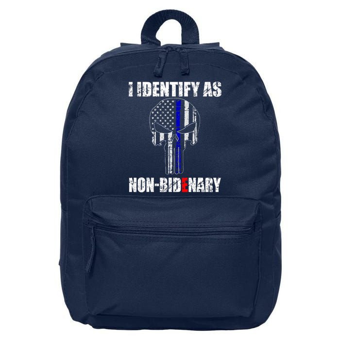 I Identify As Non Bidenary Skull Line Blue 16 in Basic Backpack