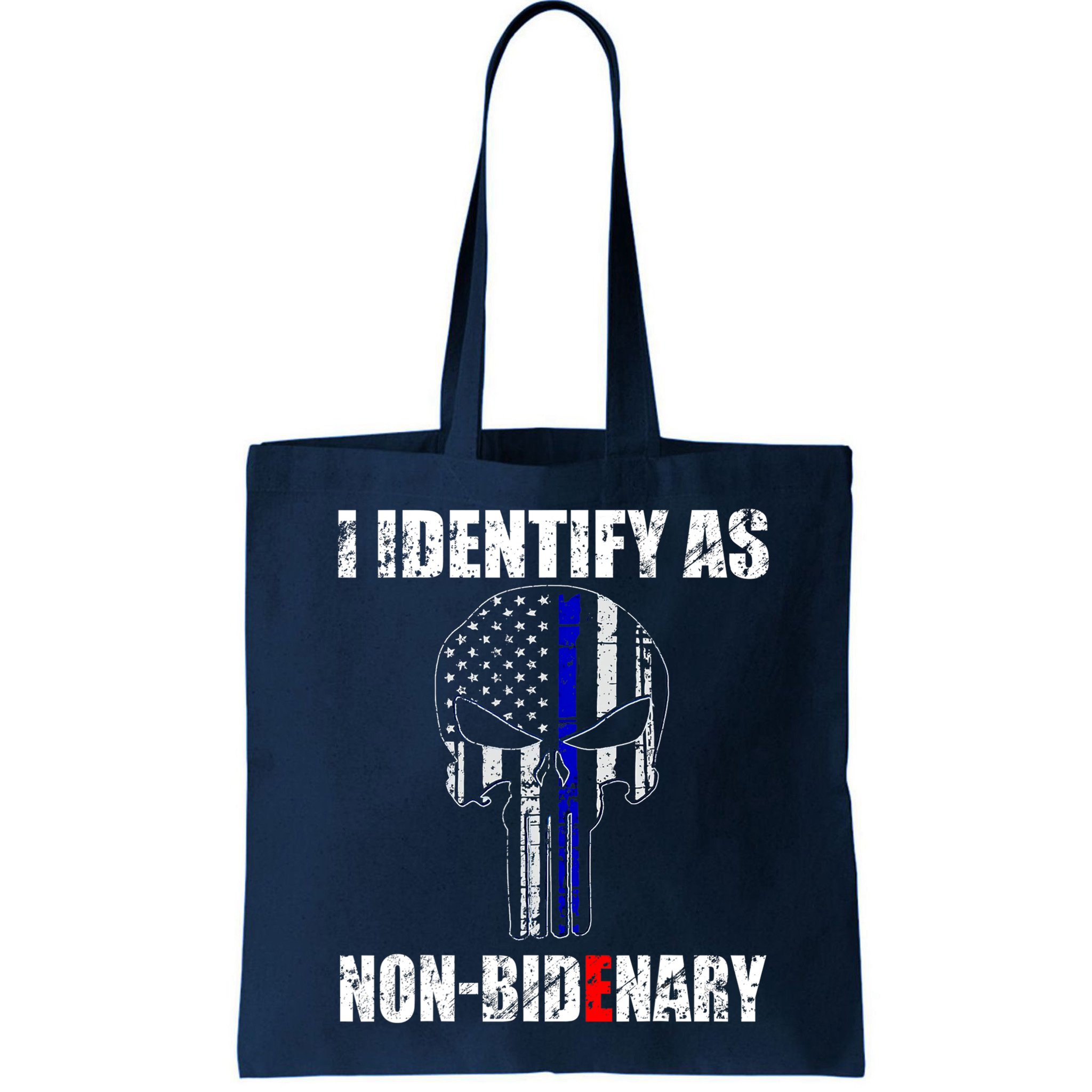 I Identify As Non Bidenary Skull Line Blue Bag