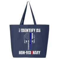I Identify As Non Bidenary Skull Line Blue 25L Jumbo Tote