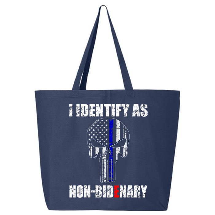 I Identify As Non Bidenary Skull Line Blue 25L Jumbo Tote