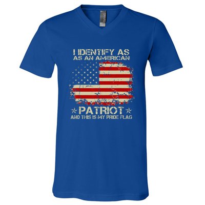 I Identify As An American Patriot And This Is My Pride Flag V-Neck T-Shirt