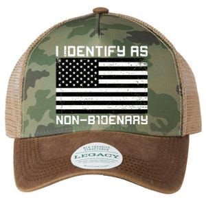 I Identify As Non B1denary USA American Flag Legacy Tie Dye Trucker Hat